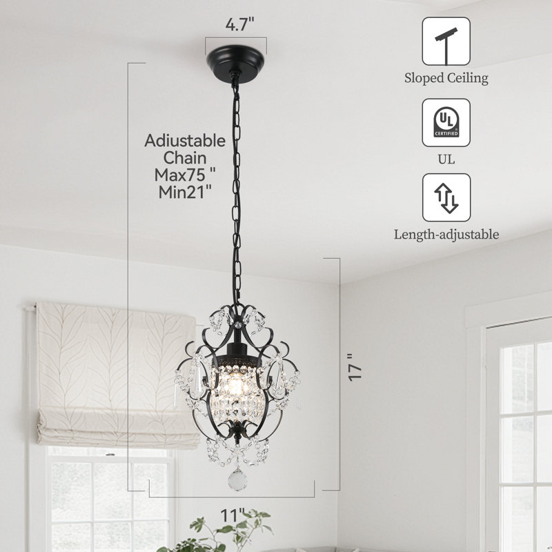 Matt Black Classic Traditional Crystal Pendant Chandelier