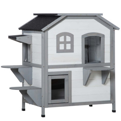 Maison pour chat à 2 étages pour l'extérieur