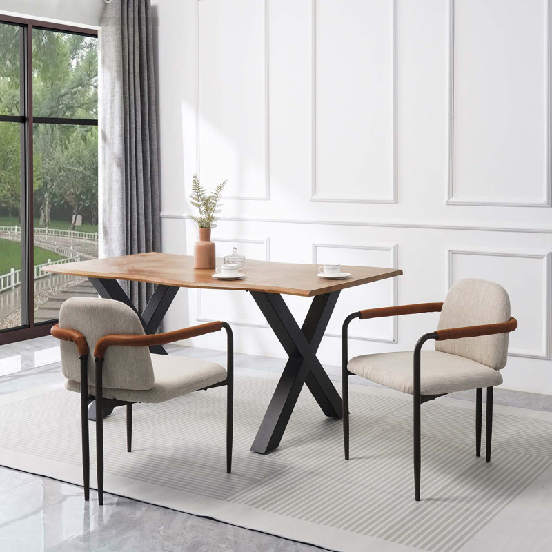 Chaise de salle à manger moderne avec cadre en fer et accoudoirs (ensemble de 2)