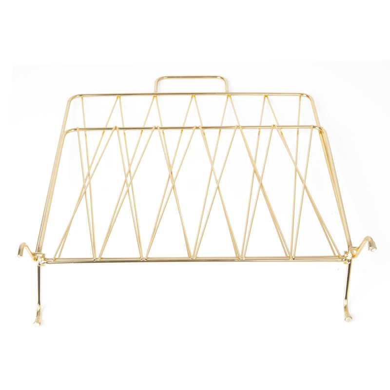 Diamond Metal Free Standing Magazine Rack, Gold