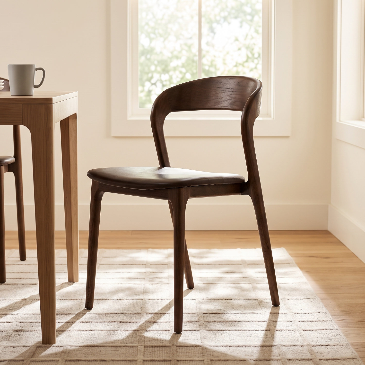 Kayla Genuine Leather Dining Chair, Sonoma Coco Top Grain Leather, Walnut