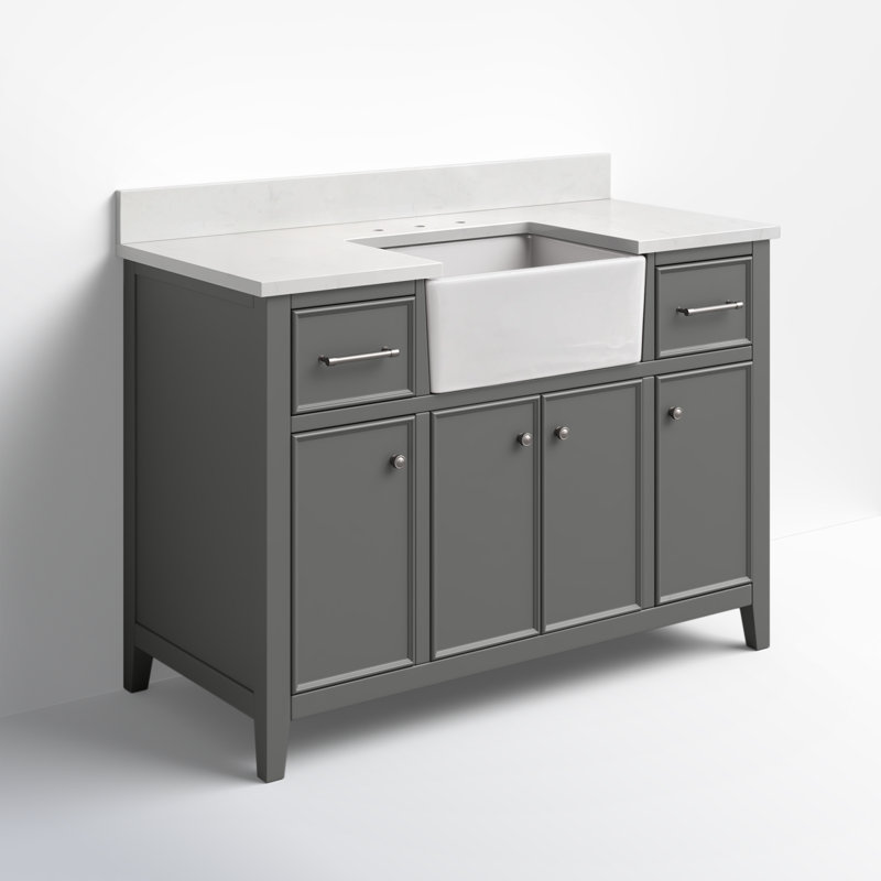 Meuble-lavabo simple 48 po Aisa, Gris / Nickel brossé