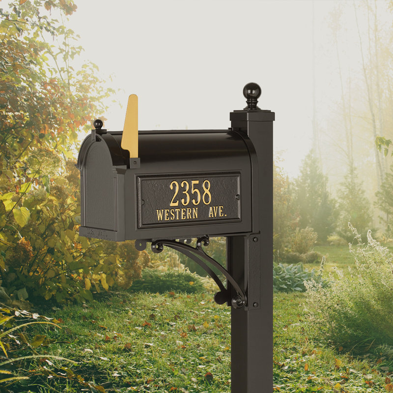 Deluxe Package Post Mounted Mailbox, Black, Yes