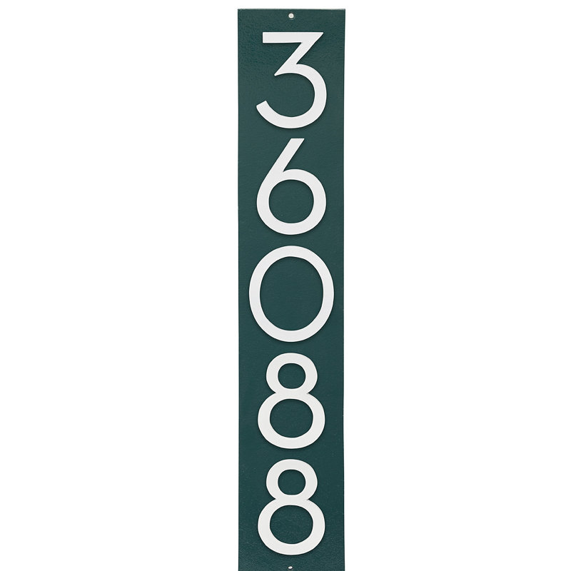 Plaque d'adresse verticale flottante 4 po (5 chiffres), Vert forêt, Blanc, Oui