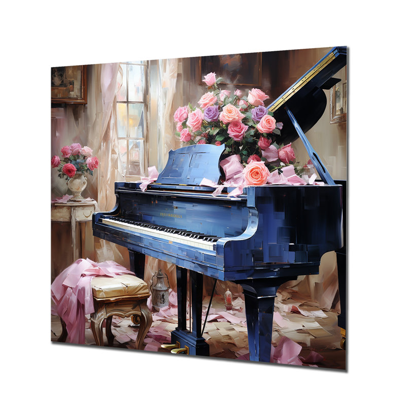Vintge Piano Romantic Melody 2 - Piano, art mural en métal, H 36 po x l 36 po