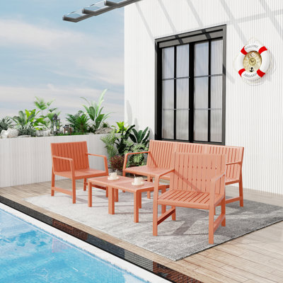 Ovia 5-Person Modern All-Weather PP Plastic Outdoor Patio Conversation Set