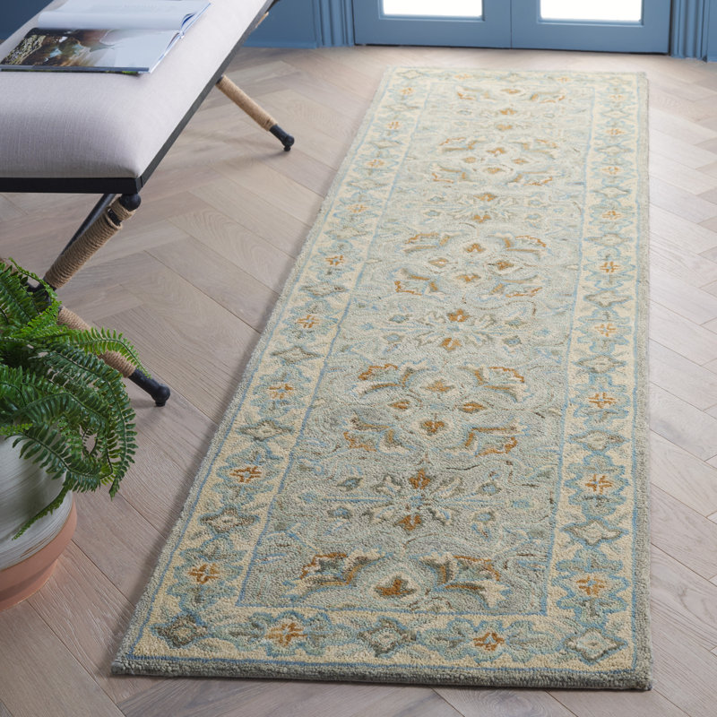 Tapis oriental en laine et coton touffeté à la main Mckinnleigh, Tapis de couloir 2 pi 3 po x 7 po