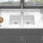 Quartz Kitchen Sink - 33" X 19"  Granite Composite Undermount Kitchen Sink Double Bowl(50/50)-117845454