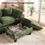  Canapé modulaire en chenille de 143,7 po avec repose-pieds avec rangement, housses de coussin lavables, accoudoirs rembourrés, coussins profonds très épais, assemblage sans outil, vert-119979833