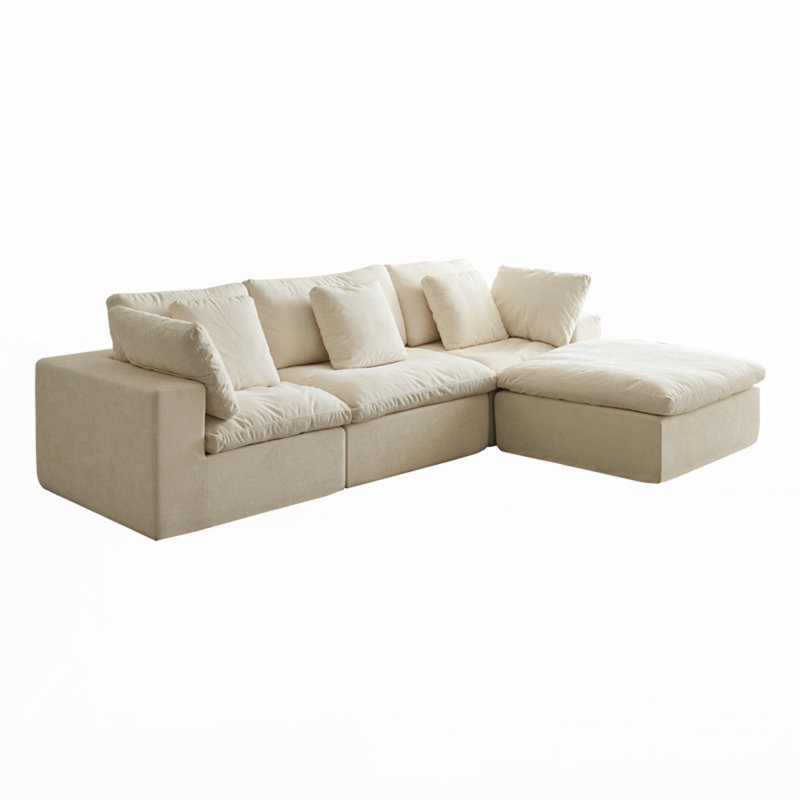 Canapé modulaire modulaire, H 27,56 po x l 118,11 po x P 78,74 po, 3, Beige / Blanc