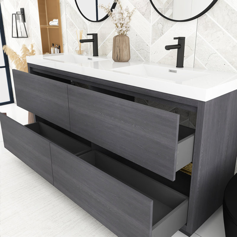 Meuble-lavabo autoportant 72 po avec lavabo espresso 72 po, Brun, Texturé, Brun