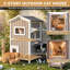 Maison pour chat extérieure en bois à 2 étages résistante aux intempéries avec plateformes de saut, plancher surélevé et toit en asphalte, gris