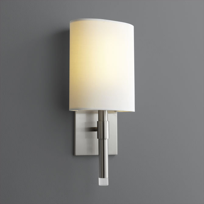 Appliquee à bras 1 lumière del Flovilla, Nickel satiné, Blanc
