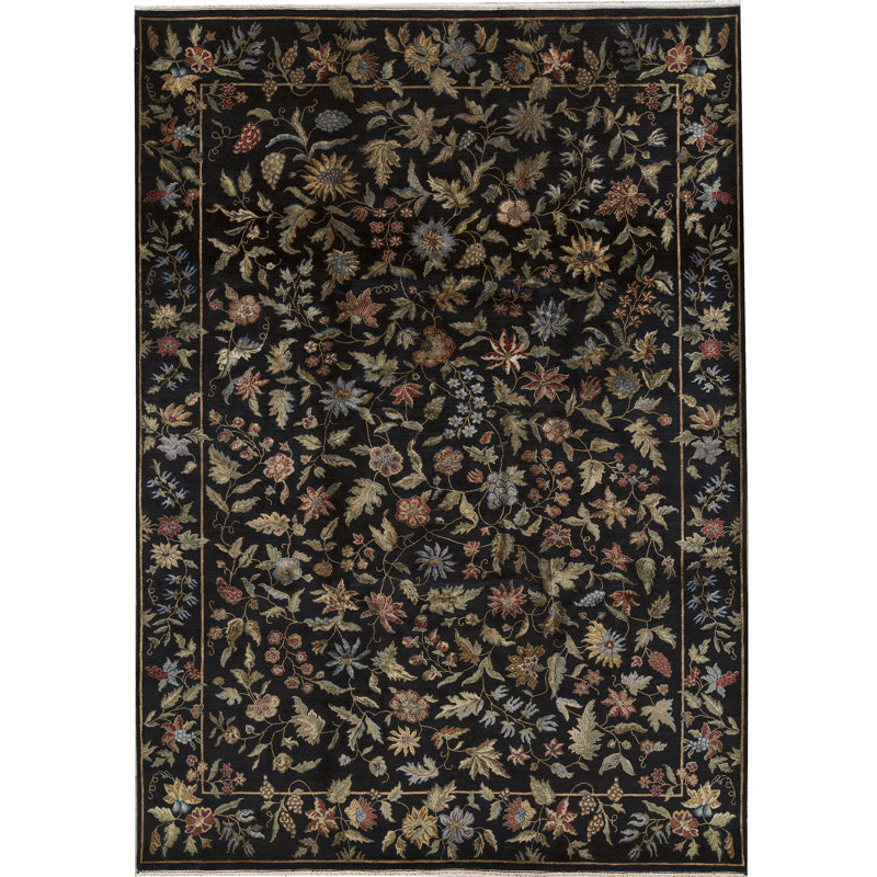 Tapis noir de haute qualité noué à la main