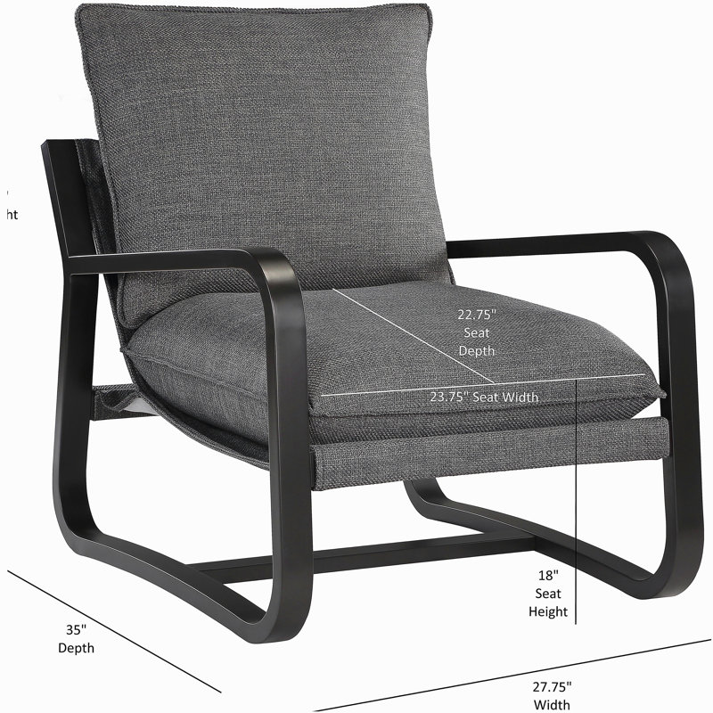 Chaise Sling Blaire revêtue de tissu gris anthracite avec structure en métal