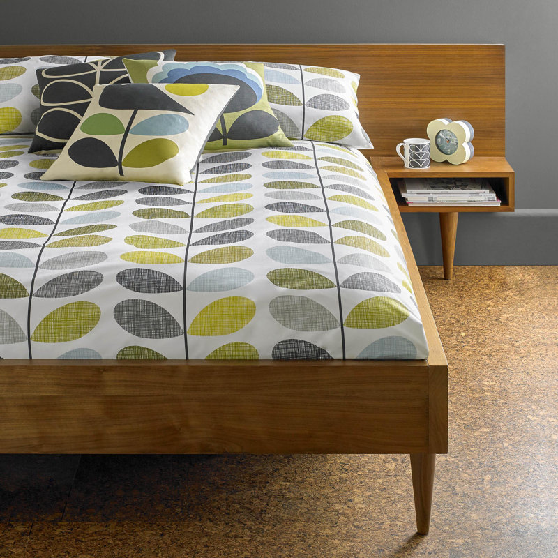 Scribble Stem Pillowcase, Duck Egg/Seagrass