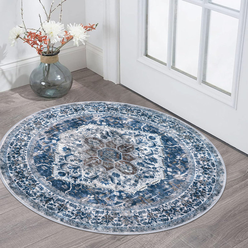 Tapis d'intérieur antidérapant Jodhveer , Rond 3 pi