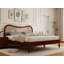 Cadre de lit plateforme de style Mid-Century moderne avec tête de lit courbée en rotin, lit de style scandinave Boho, lit pour la chambre à coucher, aucun sommier nécessaire, noyer-133397102-133397100