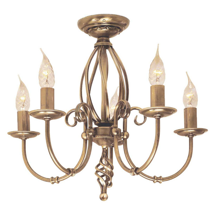 Wannamaker 5 - Light Candle Style Chandelier, Brass