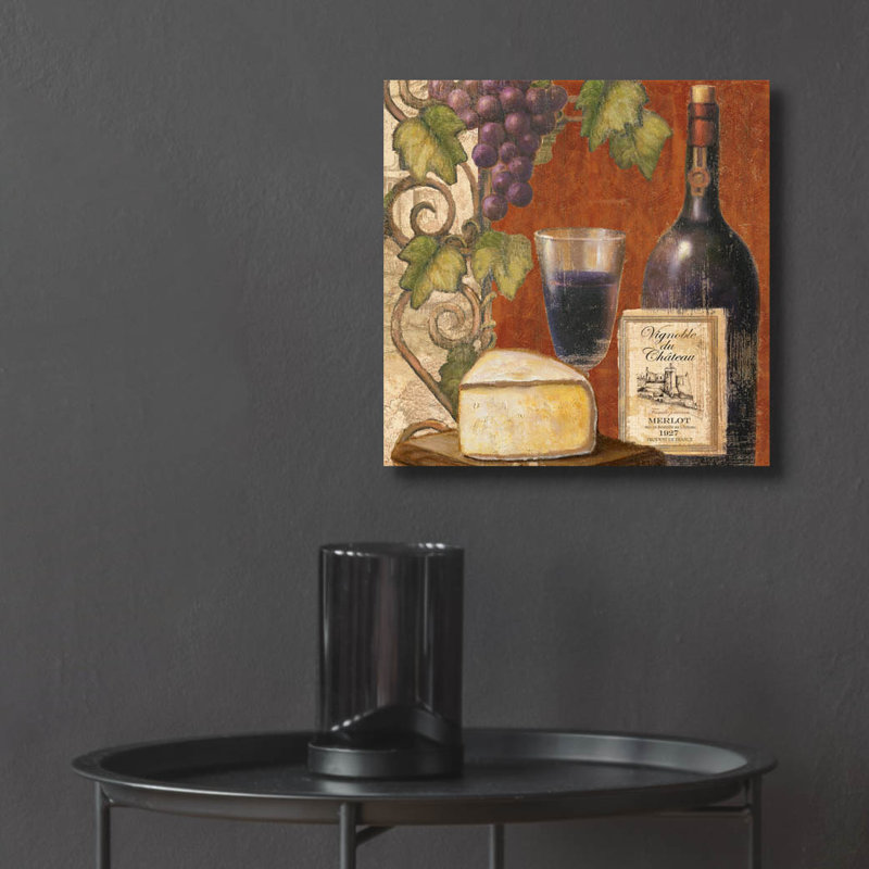  «Wine and Cheese Tustation 3» par Art Licensing Studio, art mural en verre acrylique, 12 po x 12 po