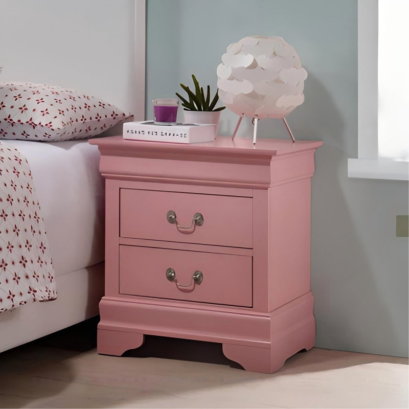 Charmante table de chevet traditionnelle rose, Rose
