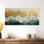 «Gold Green Elegant Gold Forest Line II», impression sur toile encadrée sereine, art mural Moody Large