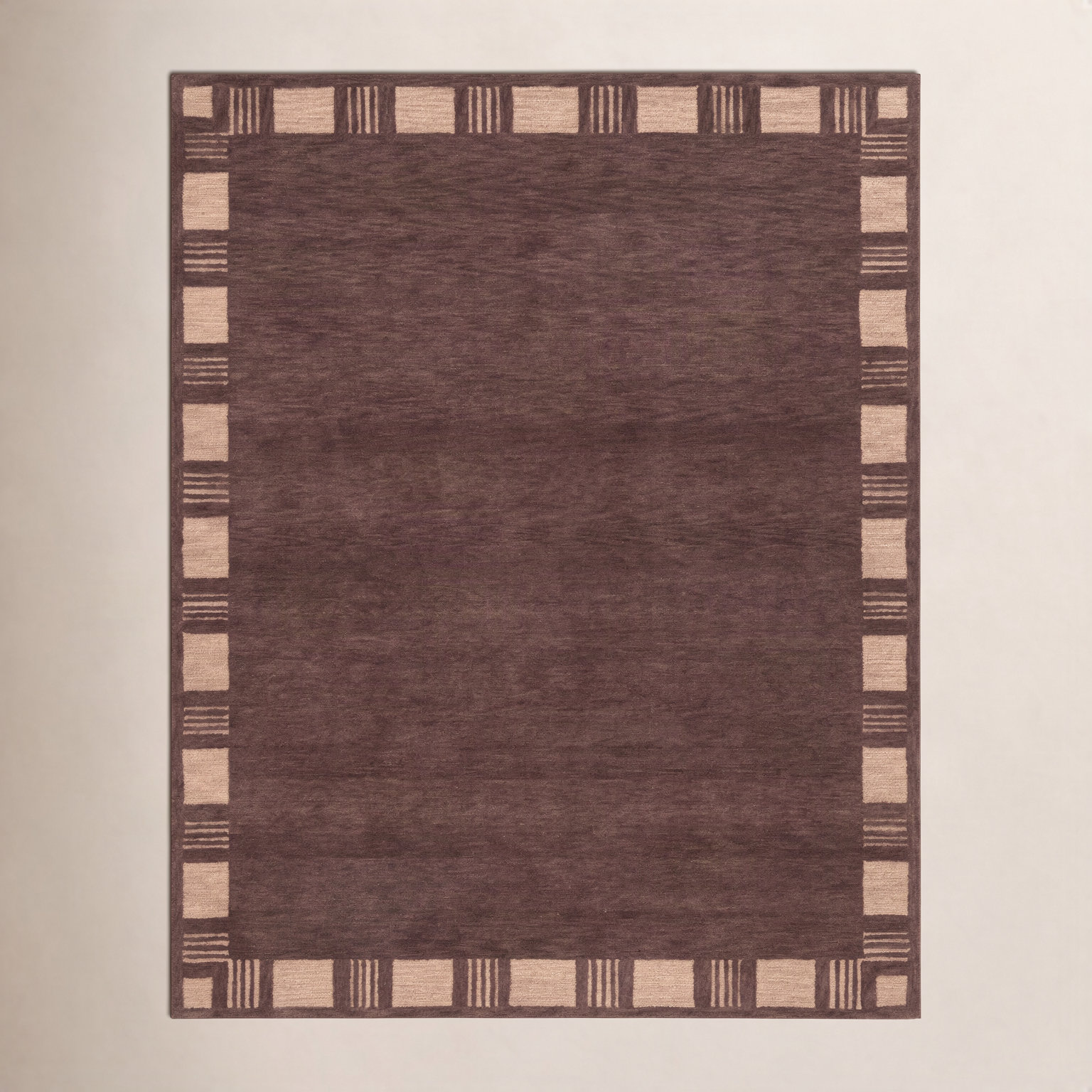 Hand-Tufted Geometric Wool Rug, Red, 8'9x11'9
