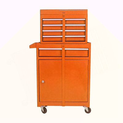 Rolling Tool Chest, 5-Drawer Tool Box Organizer W/Lockable Wheels & Sliding Drawers & Detachable Top & Adjustable Shelf, Tool Storage Cabinet For Gara