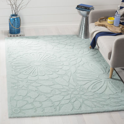 Tapis gris en laine touffeté à la main Full Bloom