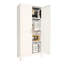 Armoire de rangement en métal de 61 po avec 2 portes galbées et tablettes réglables de couleur blanche pour le couloir, la chambre à coucher de la cuisine - construction en acier, la chambre à coucher à faible consommation d'espace, le matériel de bureau,-407181981