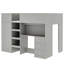 Lit mezzanine double gris avec garde-robe, bureau et rangement intégrés