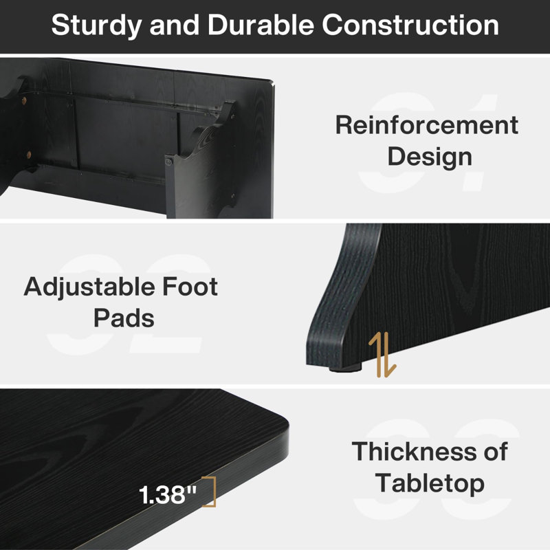 63" Large Executive Desk For Home Office, Spacious Computer Desk With Ample Leg Room, Double PC Gaming Writing Table Study Desk With Sturdy Legs, Black