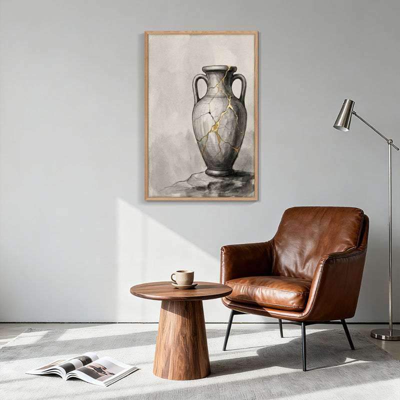 «Cracked Vase», reproduction d'art sur toile, ensemble de 1, H 36 po x l 24 po, Natural