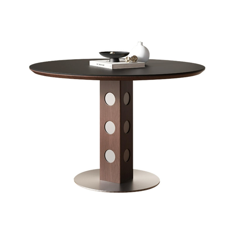 Table de salle à manger en noyer foncé foncé, Noyer foncé, Noir, H 29,53 po x L 39,37 po x l 39,37 po