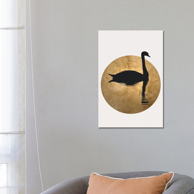 The Swan - Gold by Kubistika - Wrapped Canvas Print