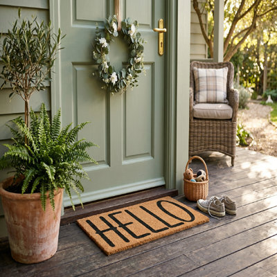 Coir Door Mat Hello