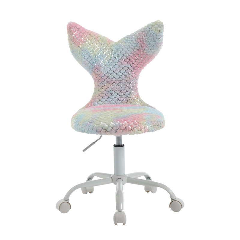 Tingley Kids 19.5'' Mermaid  Swivel Adjustable Height Kids Chair With 5 Wheels, Upholstered Velvet Activity Chair For Living Room, Stylish Kids Armchair