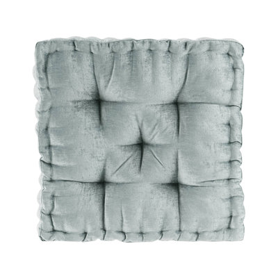 Intelligent Design Azza Aqua Poly Chenille Soft Sheen Scalloped Edge Square 20x20" Floor Pillow Cushion