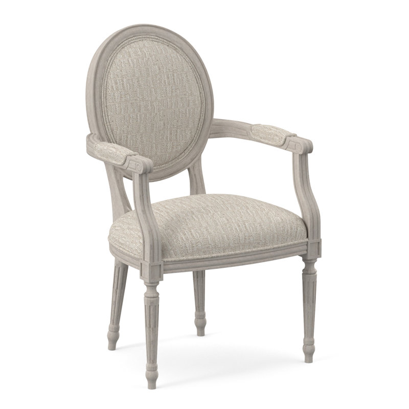 Chaise avec accoudoirs en tissu Dauphin, Bisque, Brouillards blancs