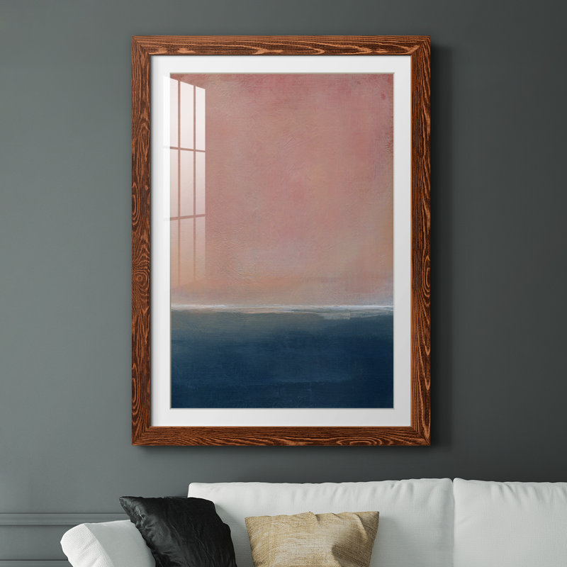 Coucher de soleil - Peinture encadrée, H 31,5 po x l 23,5 po x P 1,5 po, Cadre en érable