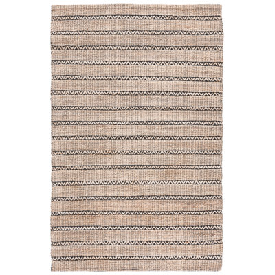 Tapis à motif géométrique en jute et en coton tissé à plat de couleur naturelle Iffat