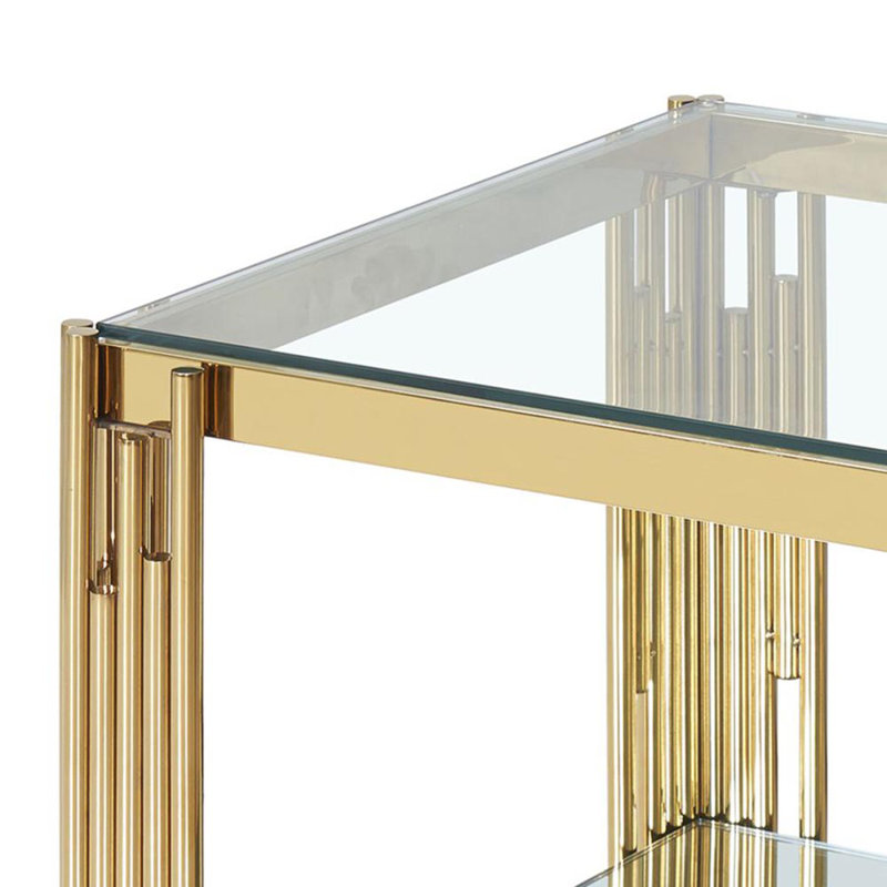 Graf Glass Top End Table, Gold