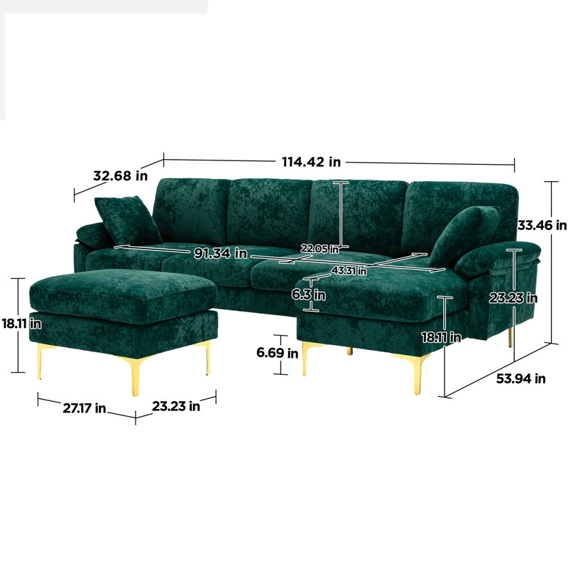 Canapé modulaire 6 pièces Ajon, Mélange de polyester vert
