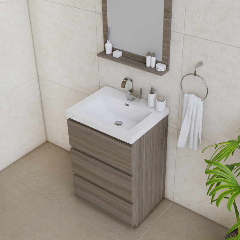 Ensemble de meuble-lavabo simple 24 po Arjina, Gris
