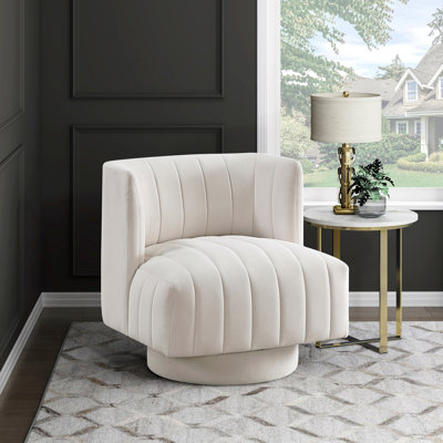 Accent Chair  - Modern Style Swivel Function Chair Upholstered Comfort Living Room Furniture  Contemporary Style Design Barrel Back
