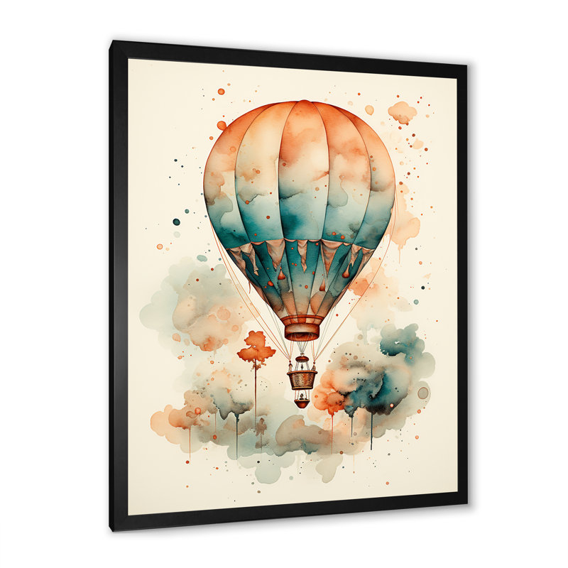 Charme classique en montgolfière III, H 44 po x l 34 po x P 1,5 po, Cadre photo noir simple