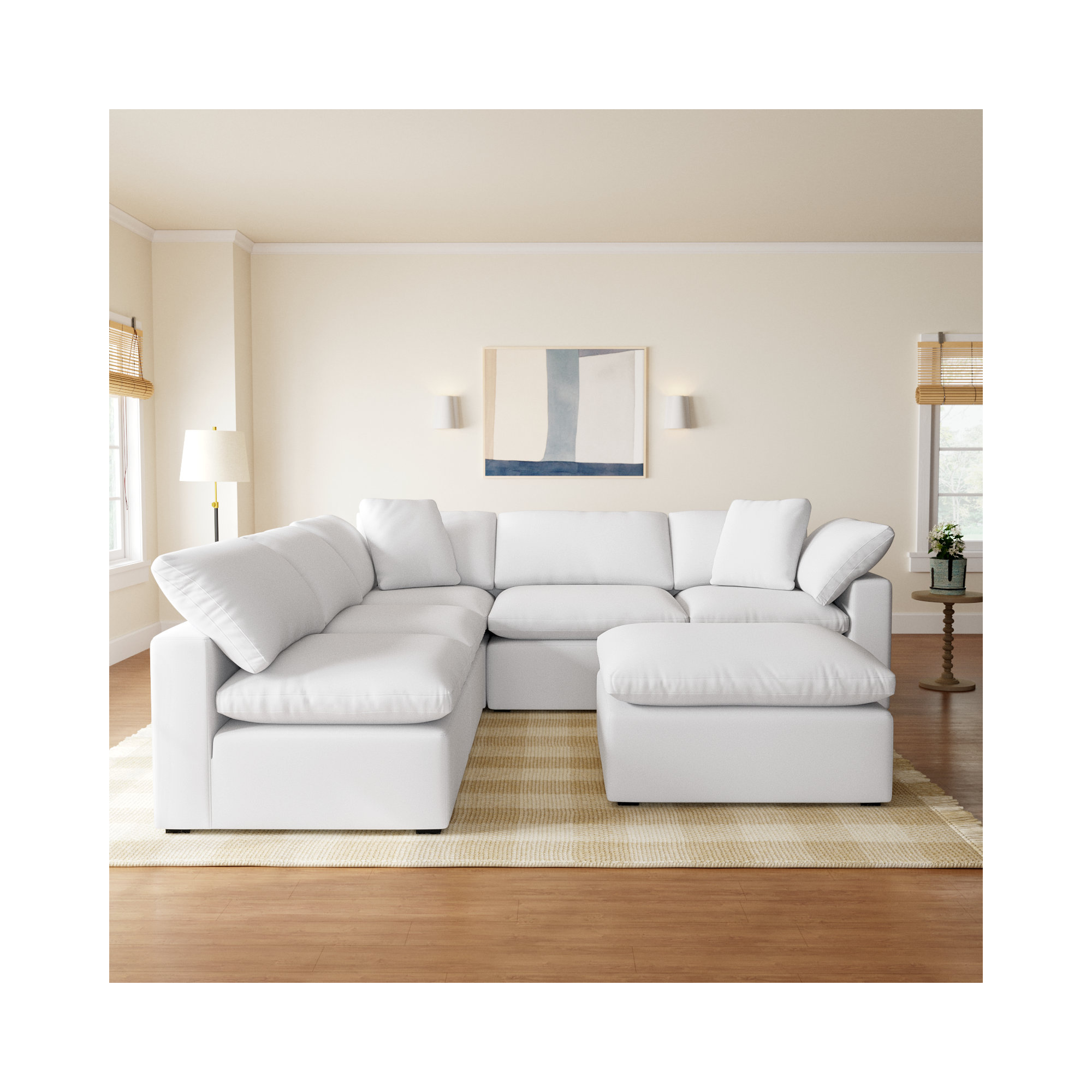 Calana Luxe Modular Sectional, Slate Revolution Performance Fabrics, 6 Piece