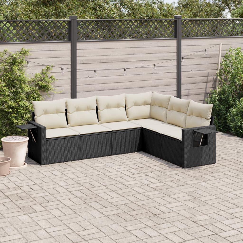 Vidaxl 6-Tlg. Garten-Sofagarnitur Mit Kissen Schwarz Polyrattan