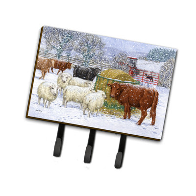 Organisateur de clés avec crochets pour clés «Cows and Sheep in the Snow»