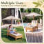 Chaise longue pour enfants en bois avec parasol et coussin rayé brun et blanc pour enfants-876685383